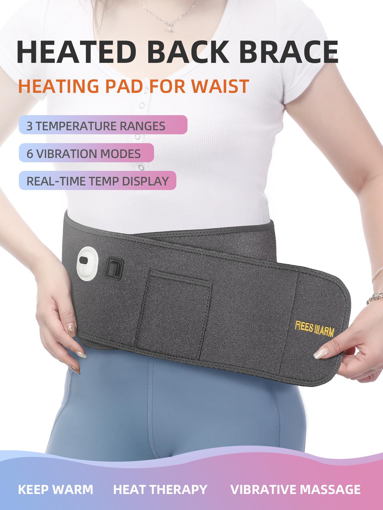 1pc Heated Back Brace Wrap With Vibration Massage, Smart Waist Heating Pad
