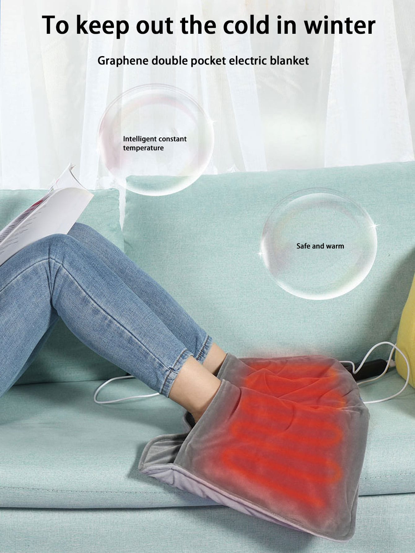 1pc Electric Heated Foot Warmer Mat With Data Cable, Indoor Use For Home