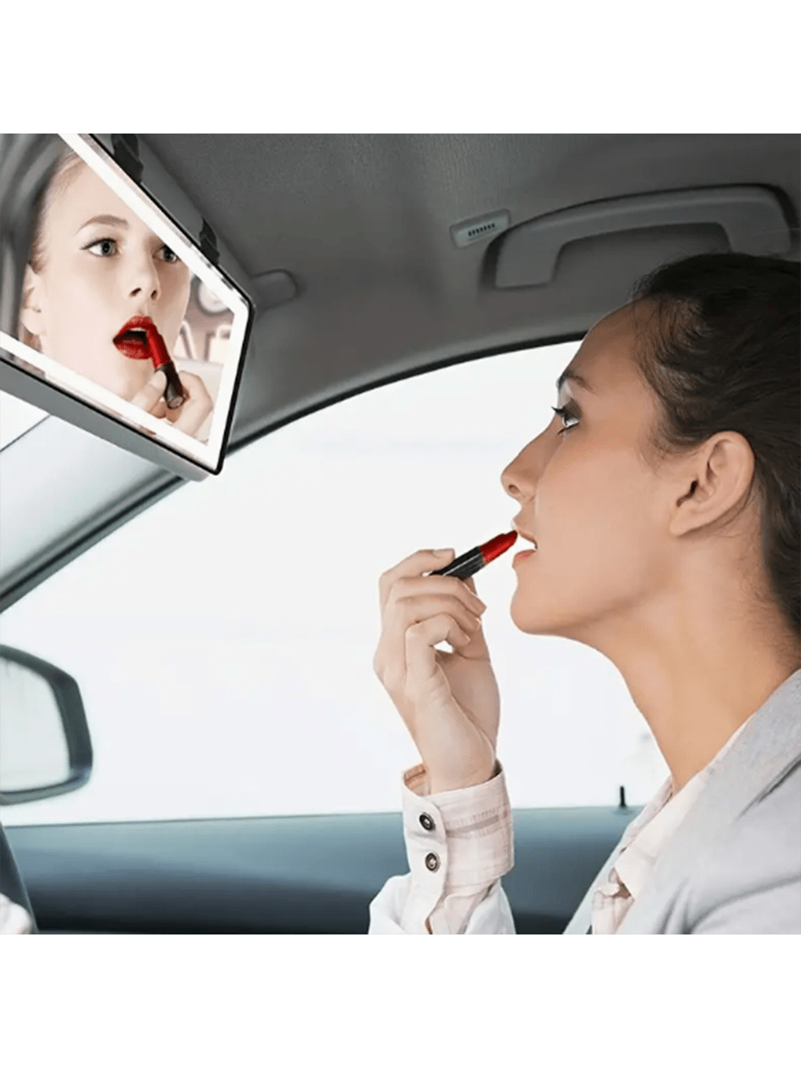 Smart Touch Control Car Makeup Mirror, Three Color Light, Adjustable Brightness - Perfect For Travel Makeup (black)