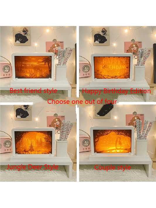 1PCS      3D Pencil Holder Lamp, LED Desk Lamp, Decorative Lamp, Bedroom Night Light, Lighting, Birthday Gift Painting