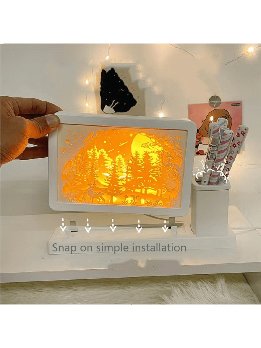 1PCS      3D Pencil Holder Lamp, LED Desk Lamp, Decorative Lamp, Bedroom Night Light, Lighting, Birthday Gift Painting