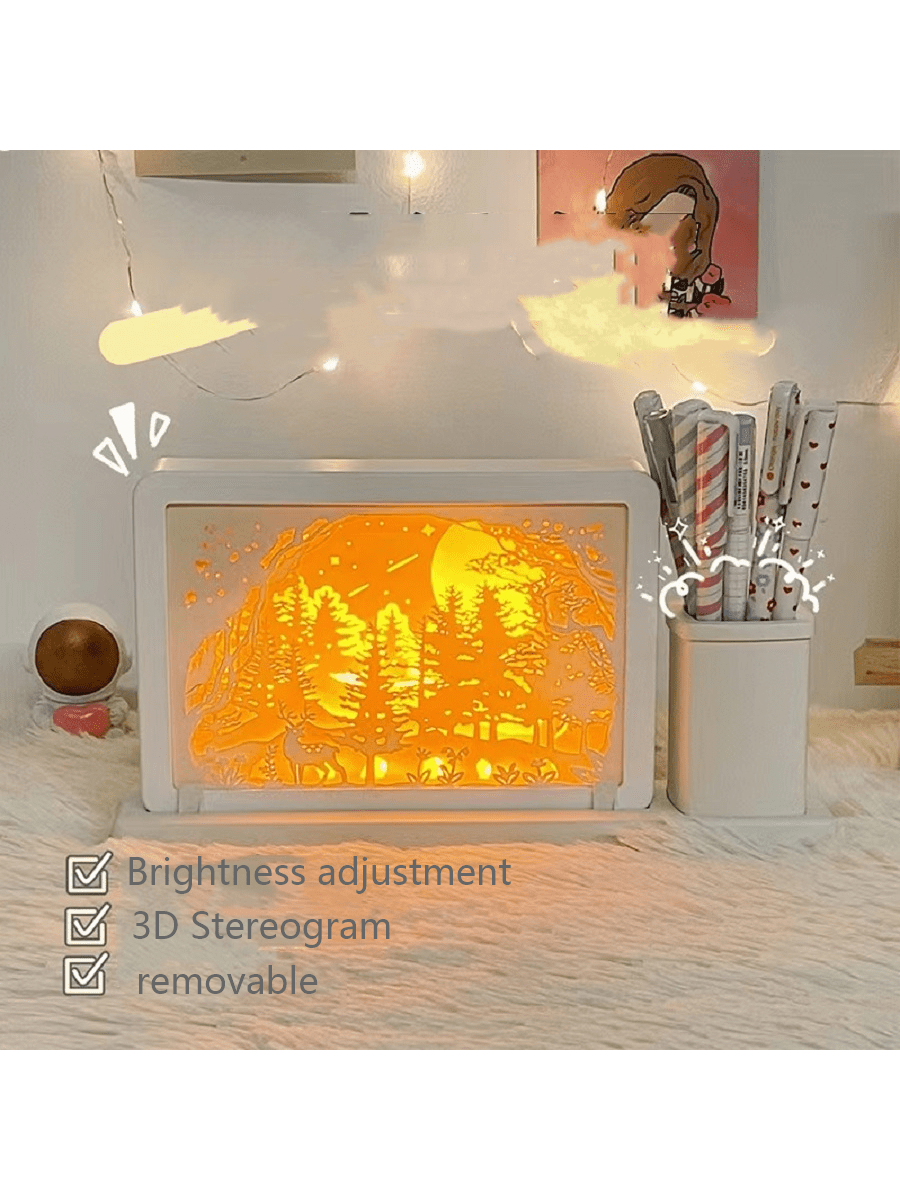 1PCS      3D Pencil Holder Lamp, LED Desk Lamp, Decorative Lamp, Bedroom Night Light, Lighting, Birthday Gift Painting