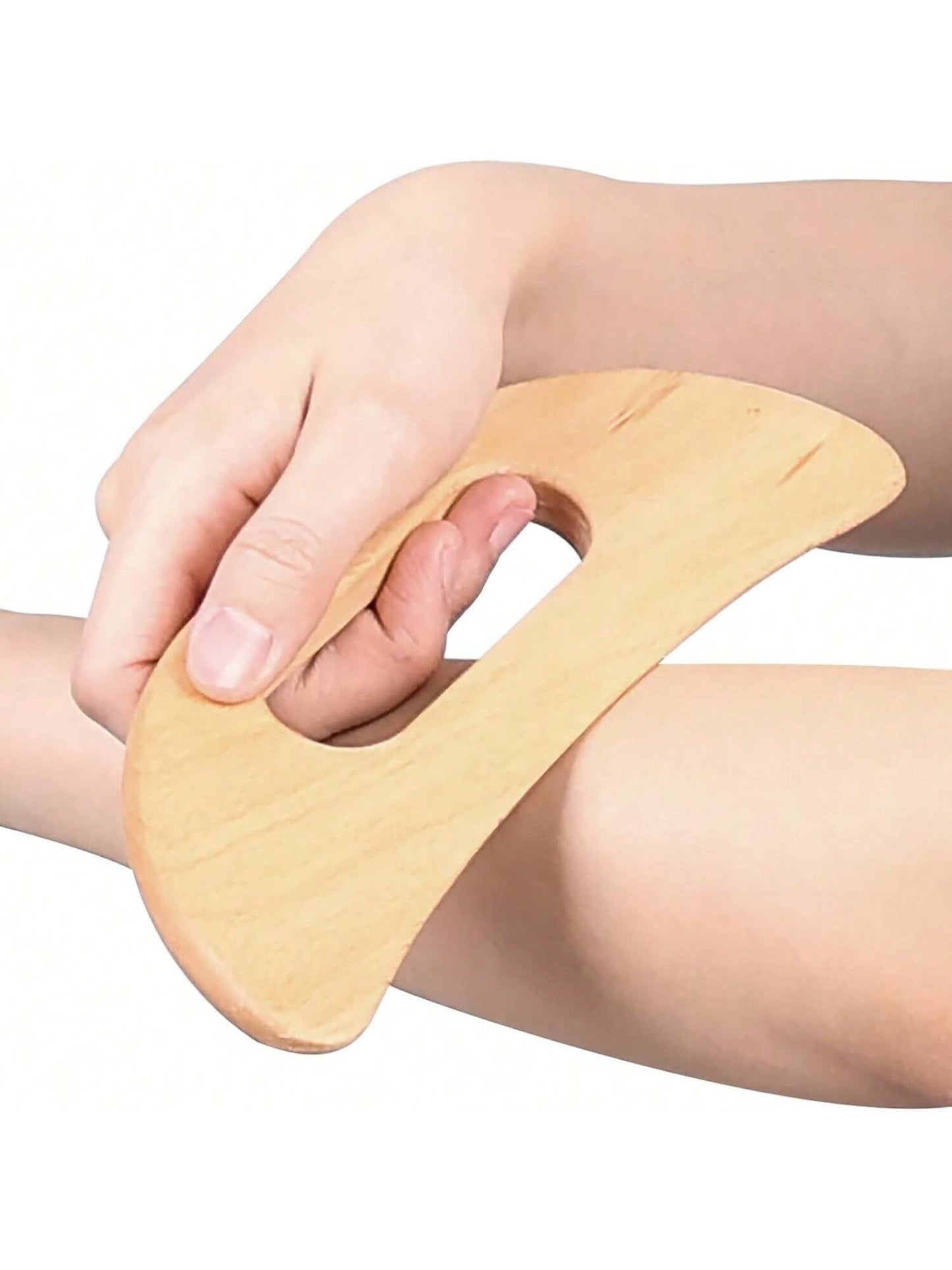 Wood Therapy Manual Massage Tool Gua Sha Lymphatic Drainage Cellulite Wooden Body Sculpting Massager For Neck Shoulder Back Waist Thigh Legs Hip Pain Relief (Crescent)