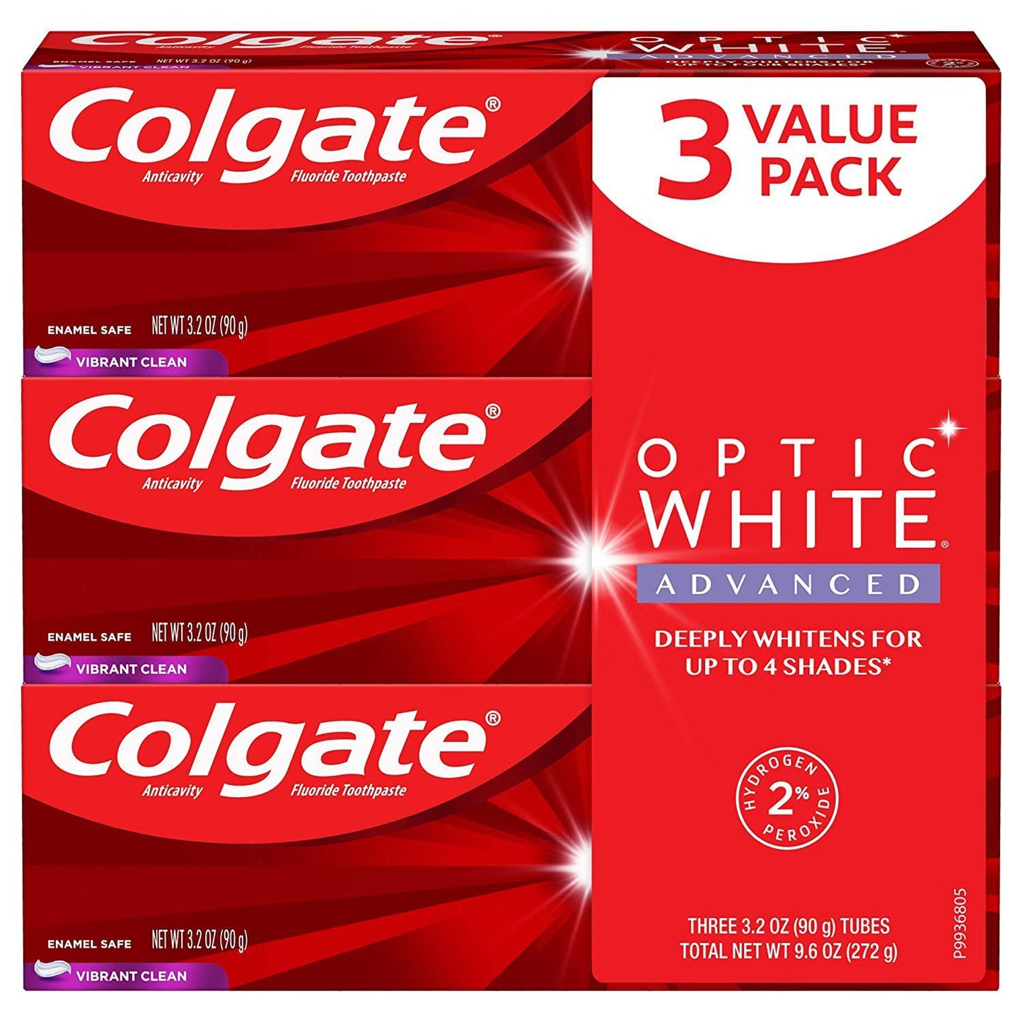 3-Pack: Colgate Optic White Advanced Teeth Whitening Toothpaste