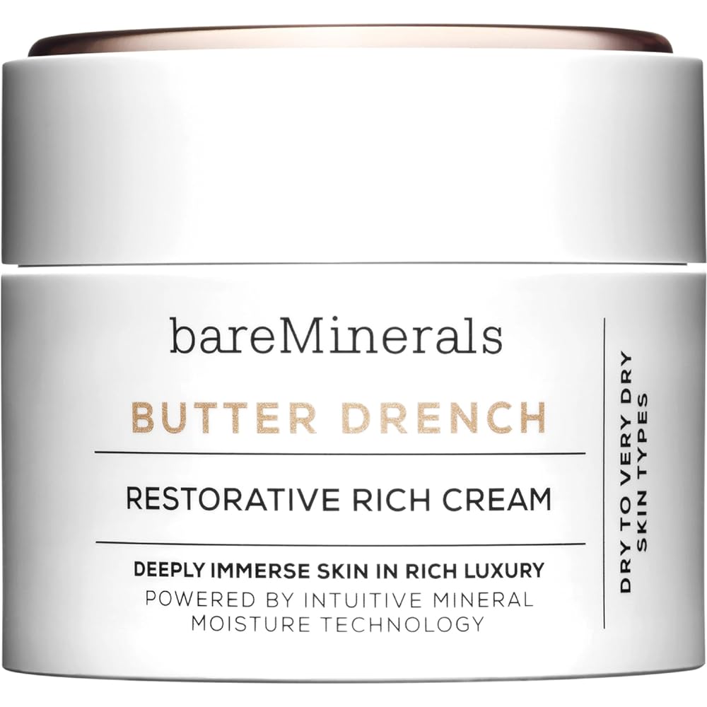 bareMinerals Butter Drench Restorative Rich Face Cream, Hydrating Face Lotion, Helps Skin Retain Moisture, Soothes Dry Skin, Non-Comedogenic, Vegan