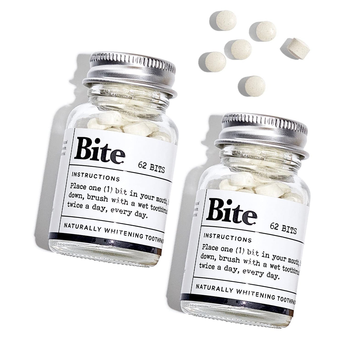 BITE Toothpaste Bits with Nano Hydroxyapatite - Eco and Travel-Friendly Whitening Toothpaste Tablets (Mint) 124.0 Count