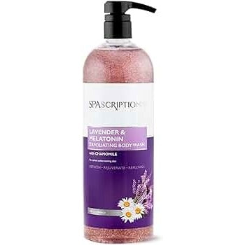 SpaScriptions Lavender & Melatonin Exfoliating Body Wash, with Chamomile, 33 oz
