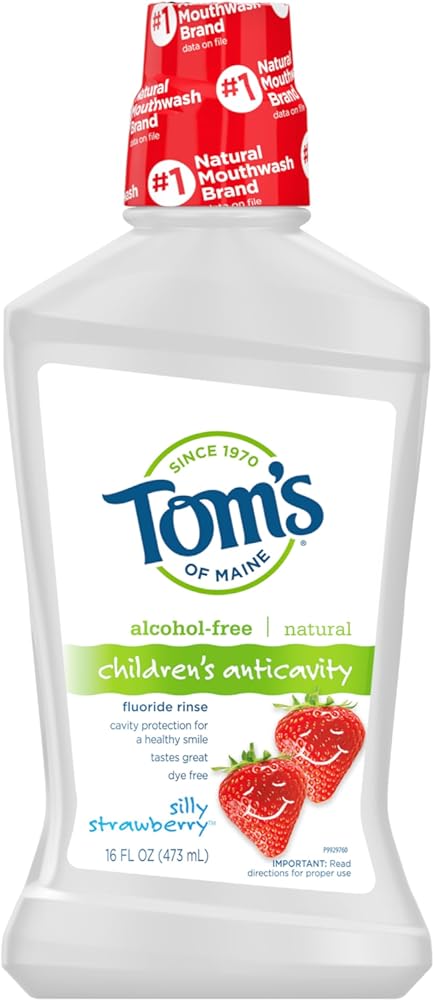 Tom's of Maine Children's Anticavity Fluoride Rinse Mouthwash, Silly Strawberry, 16 oz. 3-Pack