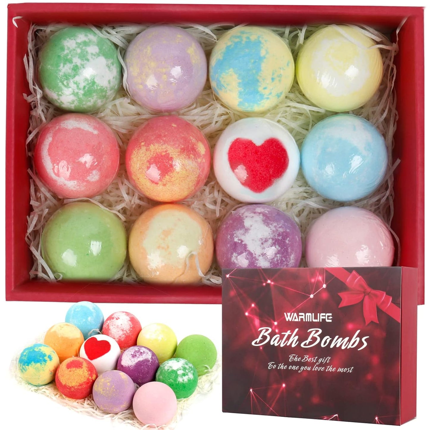 Bath Bombs for Women and Kids with 12 Pure Scents - Ideal Spa & Birthday Gifts for Women, Relaxation Self Care Gifts for Women Who Have Everything
