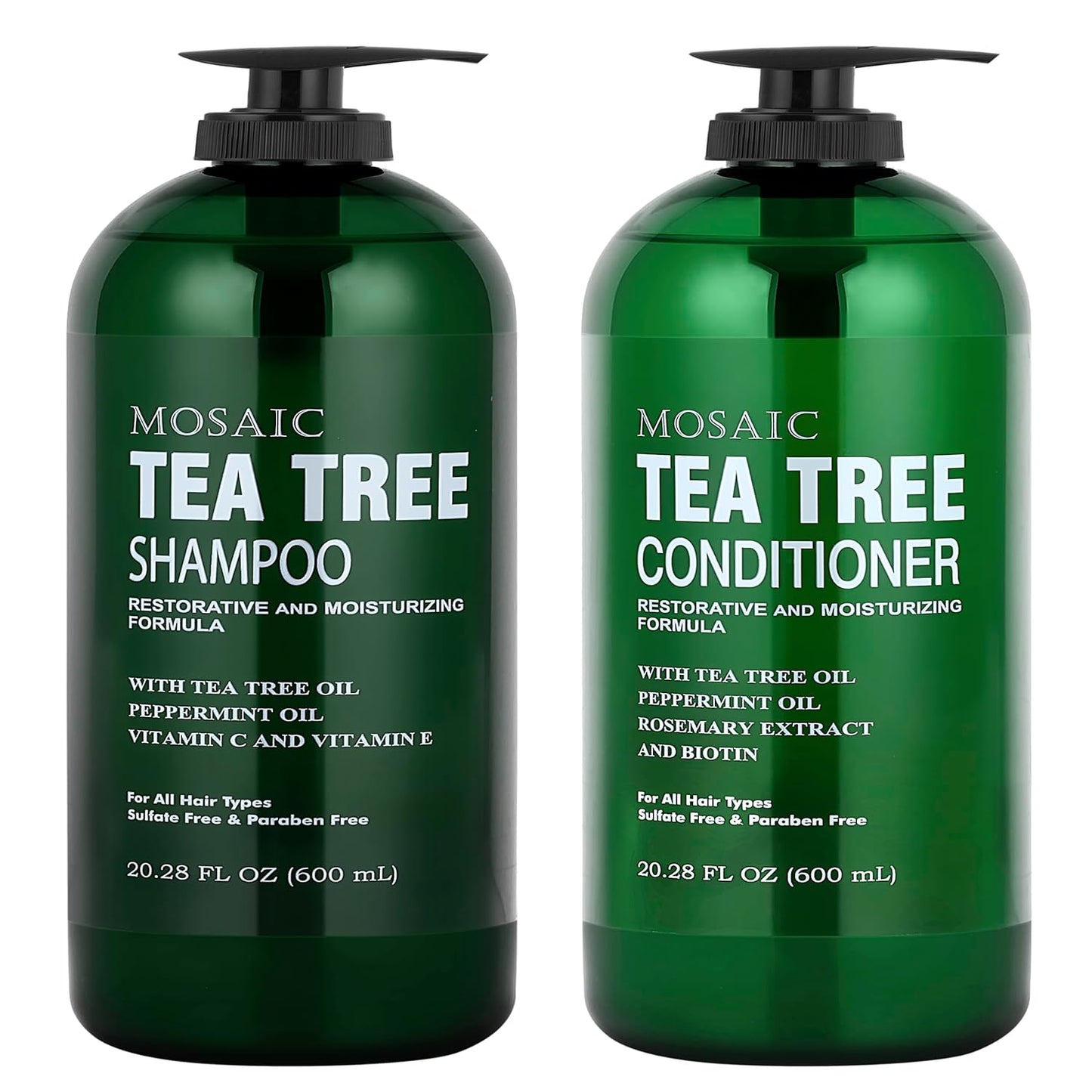 Tea Tree Shampoo and Conditioner Set for Hair Growth, Thinning Hair Loss Treatments Women & Men, Thickening Products, Paraben & Sulfate Free 20.2 FL Oz Each.