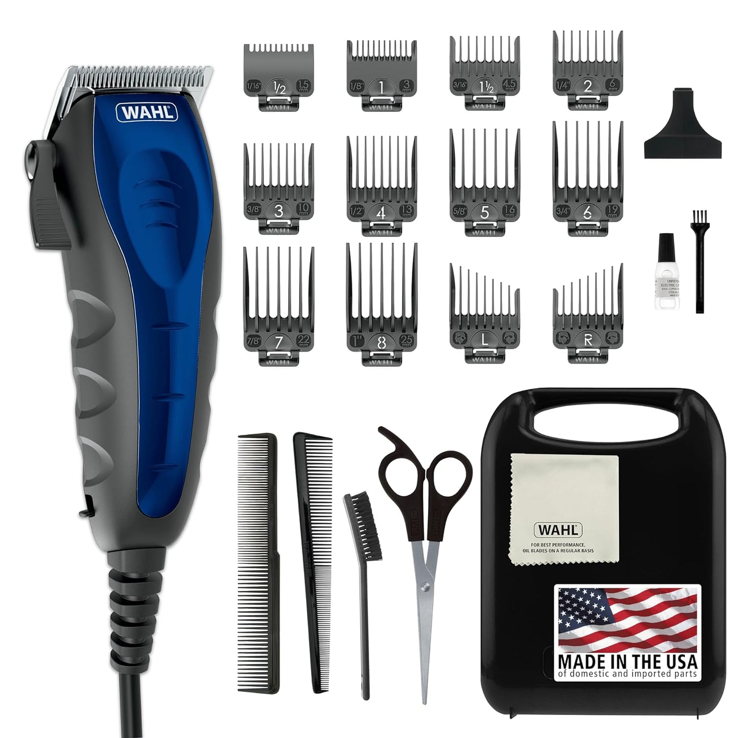 Wahl USA Self Cut Compact Corded Clipper Personal Haircutting Kit with Adjustable Taper Lever, and 12 Hair Clipper Guards for Clipping, Trimming & Personal Grooming Ð Model 79467