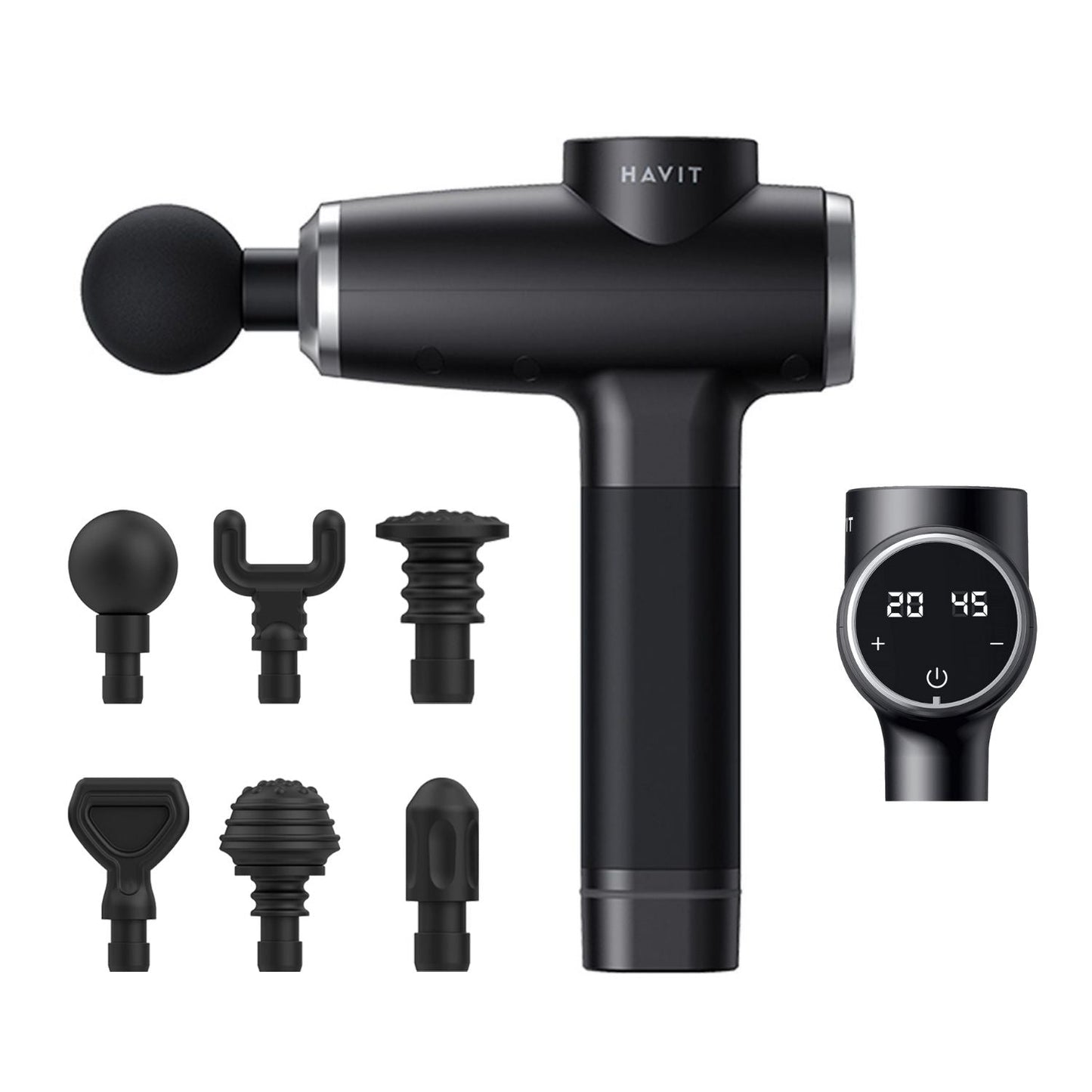 HAVIT MG1505 Muscle Massage Gun with 6 Massage Heads, 20 Speed Level, Deep Tissue High Frequency Therapy