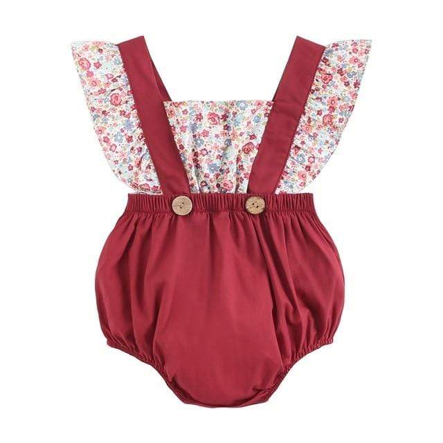 Girl's Clothing BRS2044-RD / 12M Flowers Rompers Clothes Girl