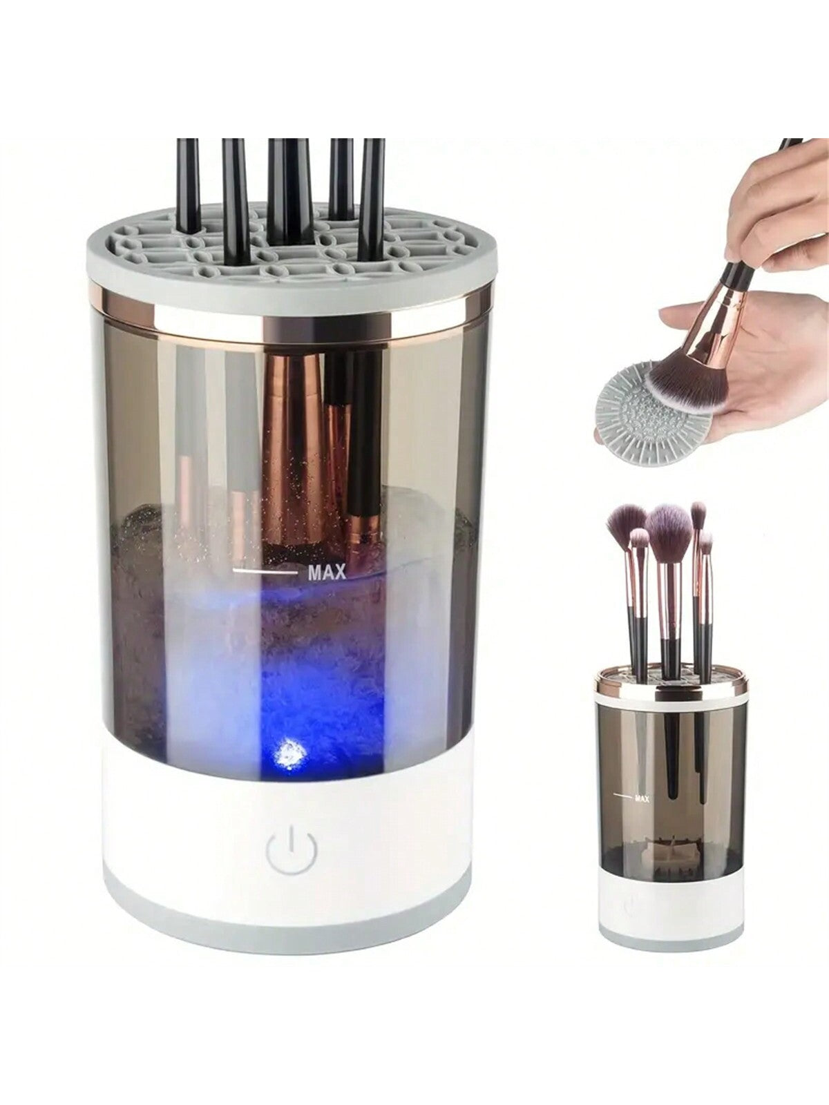 1pc USB Plug-In Portable Electric Makeup Brush Cleaner With Rubber Makeup Machine Electric USB Quick Cleaner Cleaning Brush Collar Brush