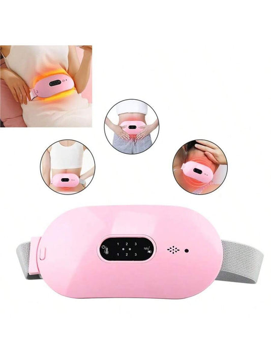 Women's Menstrual Heating Pad Belly Warmer With Massager For Pain Relief, Portable/Travel-Friendly