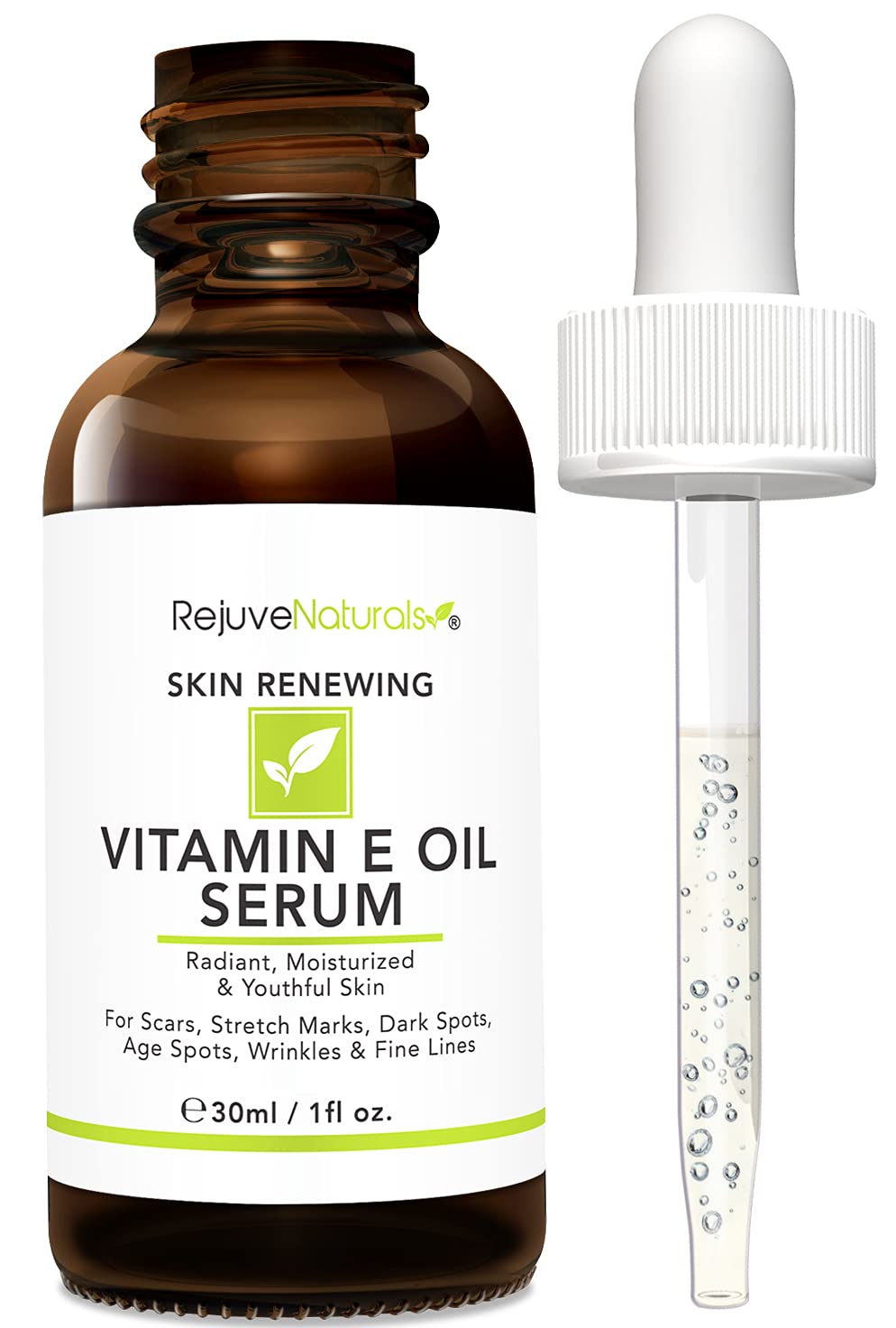 Vitamin E Oil Serum with Hyaluronic Acid, Retinol & Organic Aloe Vera. Visibly Reduce the Look of Scars, Stretch Marks, Dark Spots & Wrinkles for Hydrated & Youthful Skin. Face & Body Moisturizer, 1oz