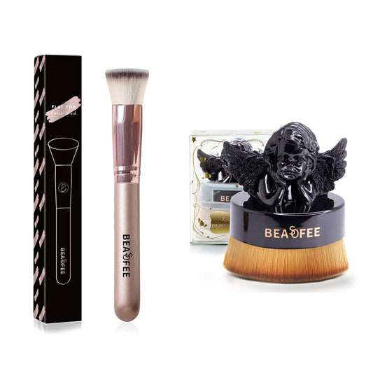 BEASOFEE Flat Top Foundation Brush+Foundation Brush