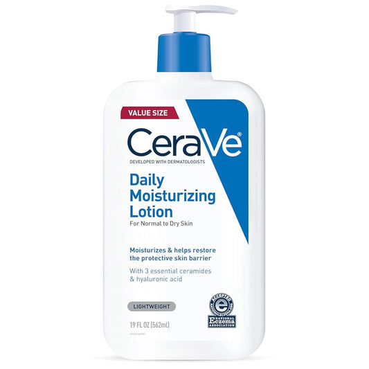 CeraVe Daily Moisturizing Lotion for Dry Skin | Body Lotion & Facial Moisturizer with Hyaluronic Acid and Ceramides | Fragrance Free | 19 Ounce