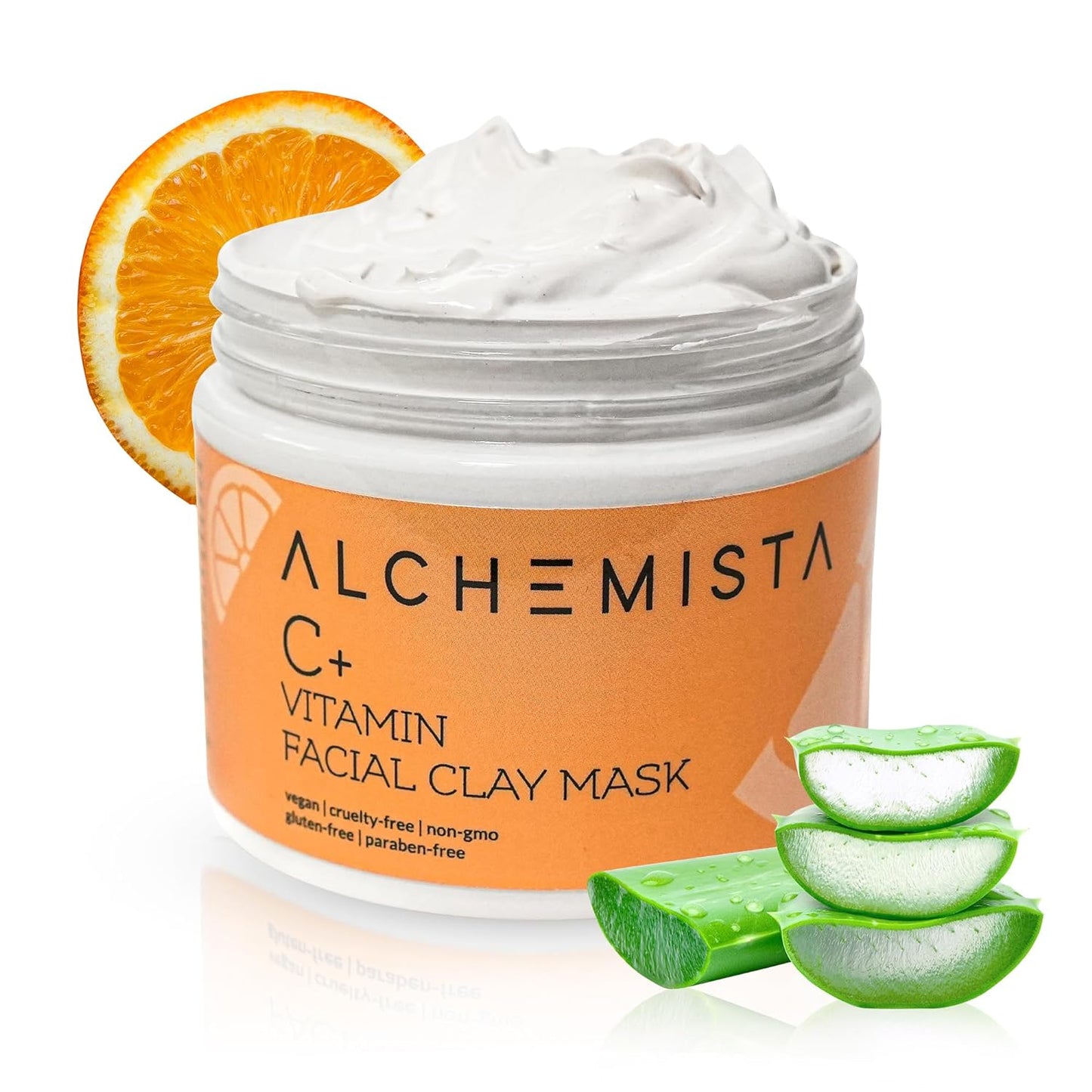 Alchemista Vitamin C Clay Face Mask for Women - 5 Ounce - Hydrating Anti Wrinkle Face Mask for Dry, Sensitive & Oily Skin - Pore Cleansing Mask With Collagen & Aloe Vera - Anti Aging & Acne Skin Care