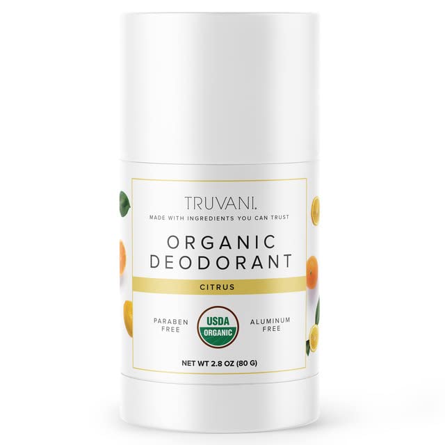 Truvani Organic Aluminum Free Deodorant - USDA Organic Deodorant for Women and Men - Paraben Free, Non GMO - Citrus Blend, 2.8 oz (1 pack)
