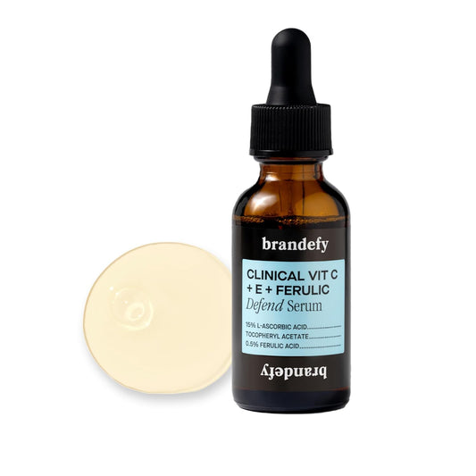 Brandefy Vitamin C Face Serum 15% L. Ascorbic Acid, Ferulic Acid .5% + Vitamin E for Self Care and Beauty, Face Dark Spot Corrector and Anti Aging 1oz, Made In The USA