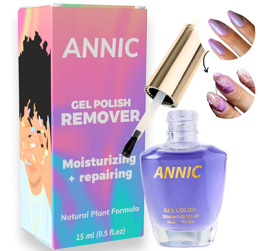 ANNIC Gel Nail Polish Remover, Non-Toxic, No Acetone, Gentle and Moisturizing for Nails, Removes Acrylic, Dip and Builder Gel in Just 5 Minutes, Removes Soak-Off Gel Strengthens and Protects