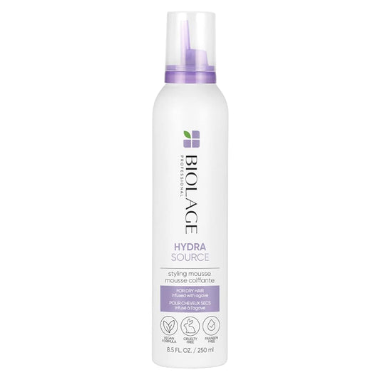 Biolage Hydra Source Styling Mousse | Provides Body & Natural Movement | Medium Hold | For Dry Hair | Paraben-Free | Vegan | 8.5 Fl. Oz