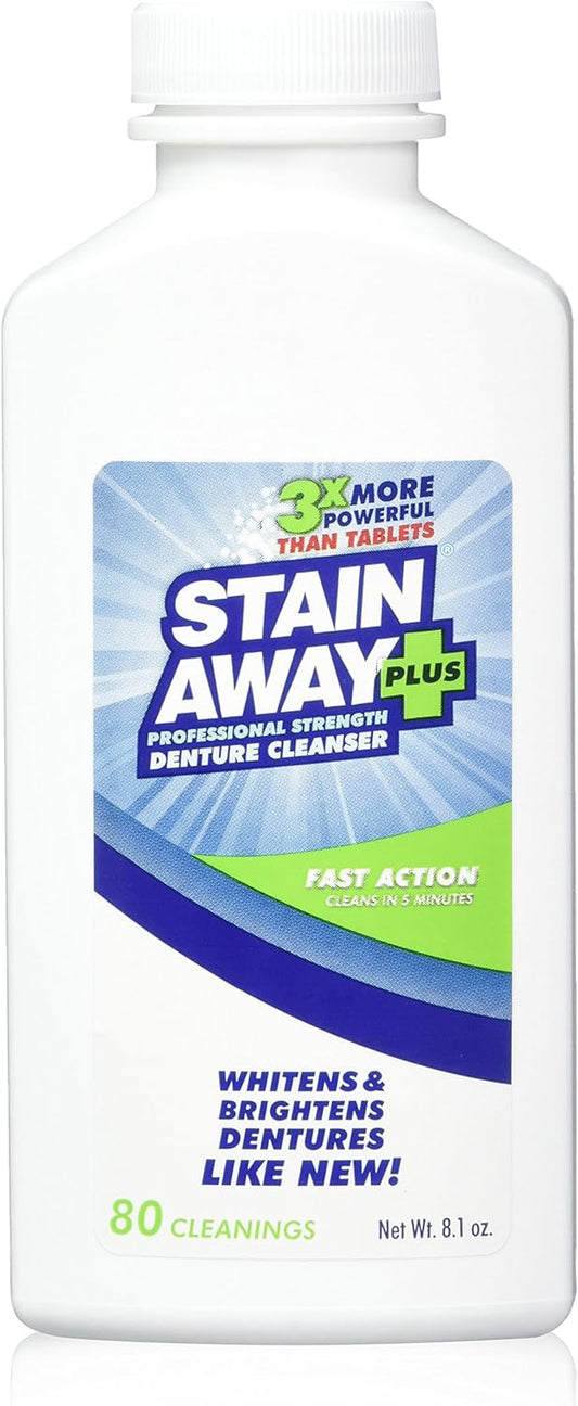 Stain Away Plus Denture Cleanser 8.1 oz bottle (Pack of 2)