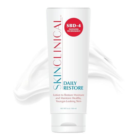 SkinClinical Daily Restore Hydrating Body Lotion for Dry Skin, Fragrance Free Lotion with Patented Ingredient SBD-4, Shea Butter, and Aloe, Helps Deliver Intense Hydration to Dry Skin, 6 Oz