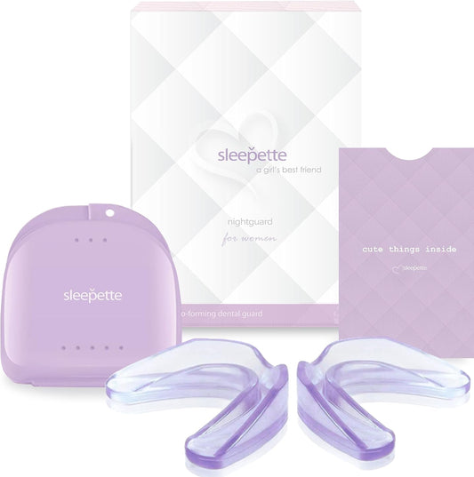 Sleepette Night Guard for Women, TMJ Mouth Guard for Grinding Teeth at Night Jaw Clenching & Bruxism - Moldable Dental Night Guard for Teeth Grinding Mouth Guard for Sleep, 4 x Nightguard 2 x Sizes