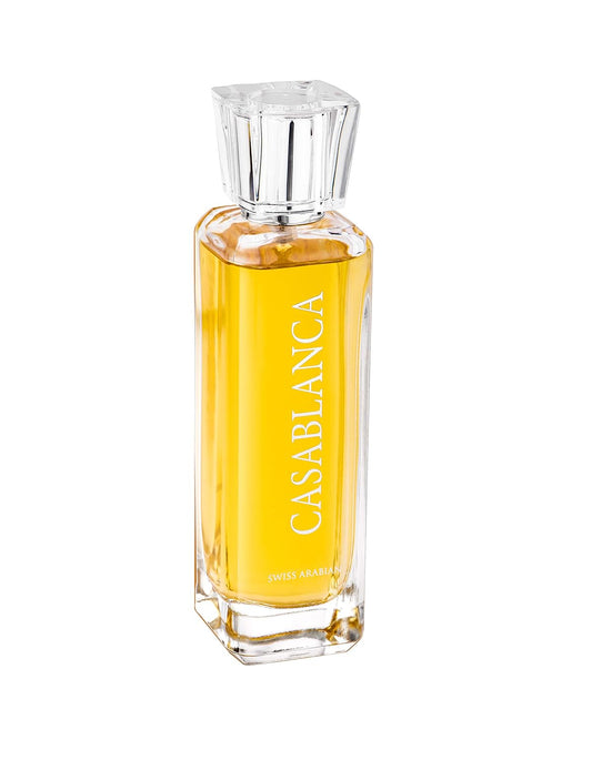Swiss Arabian Casablanca for Unisex - Woody And Fruity Eau De Parfum Spray - Luxury Fragrance From Dubai - Long Lasting Artisan Perfume With Notes Of Apple, Patchouli, Amber And Vanilla- 3.4 oz